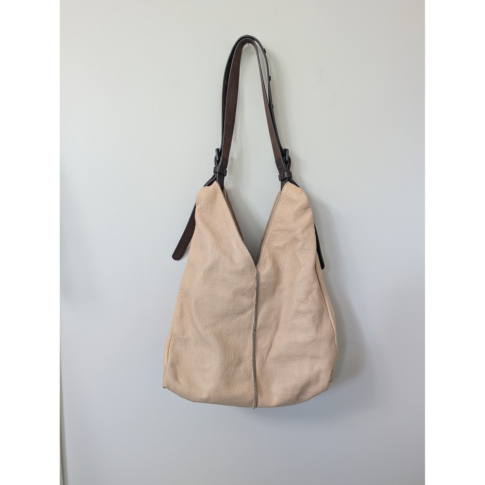 Holding Horses Anthropologie Cream Pebbled Leather Hobo Slouchy Shoulder Bag